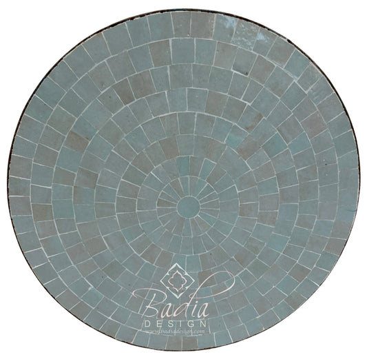24 Inch Round Gray Multi-Shade Tile Table Top