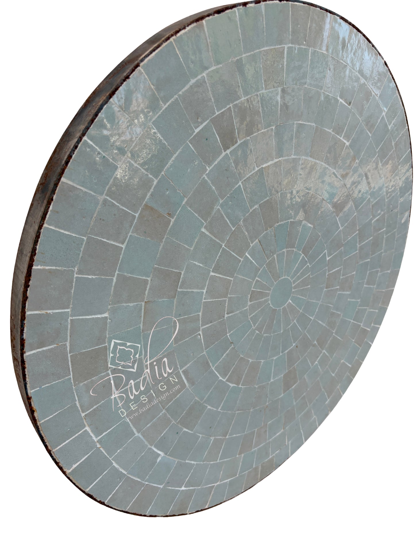 24 Inch Round Gray Multi-Shade Tile Table Top