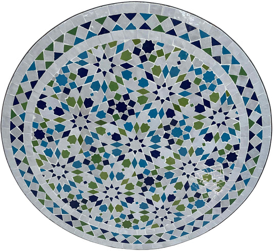 Intricately Designed Round Tile Table Top