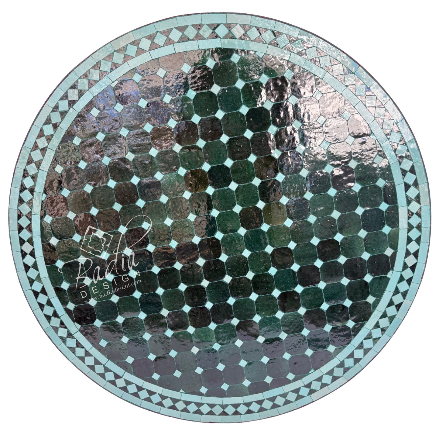 36 Inch Green Round Tile Table Top