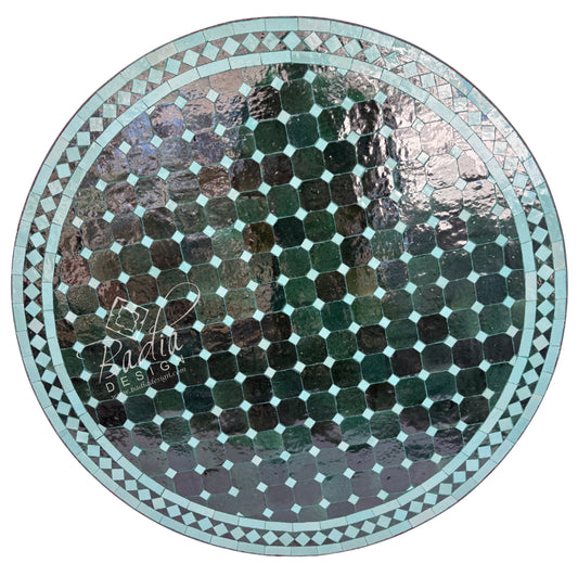 36 Inch Green Round Tile Table Top