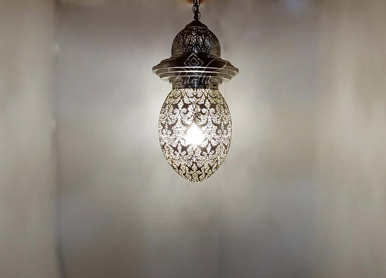 Intricately Designed Hand Punched Silver Chandelier