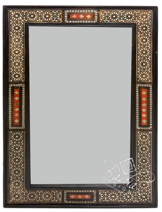Rectangular Wooden Frame Bone Inlay Mirror