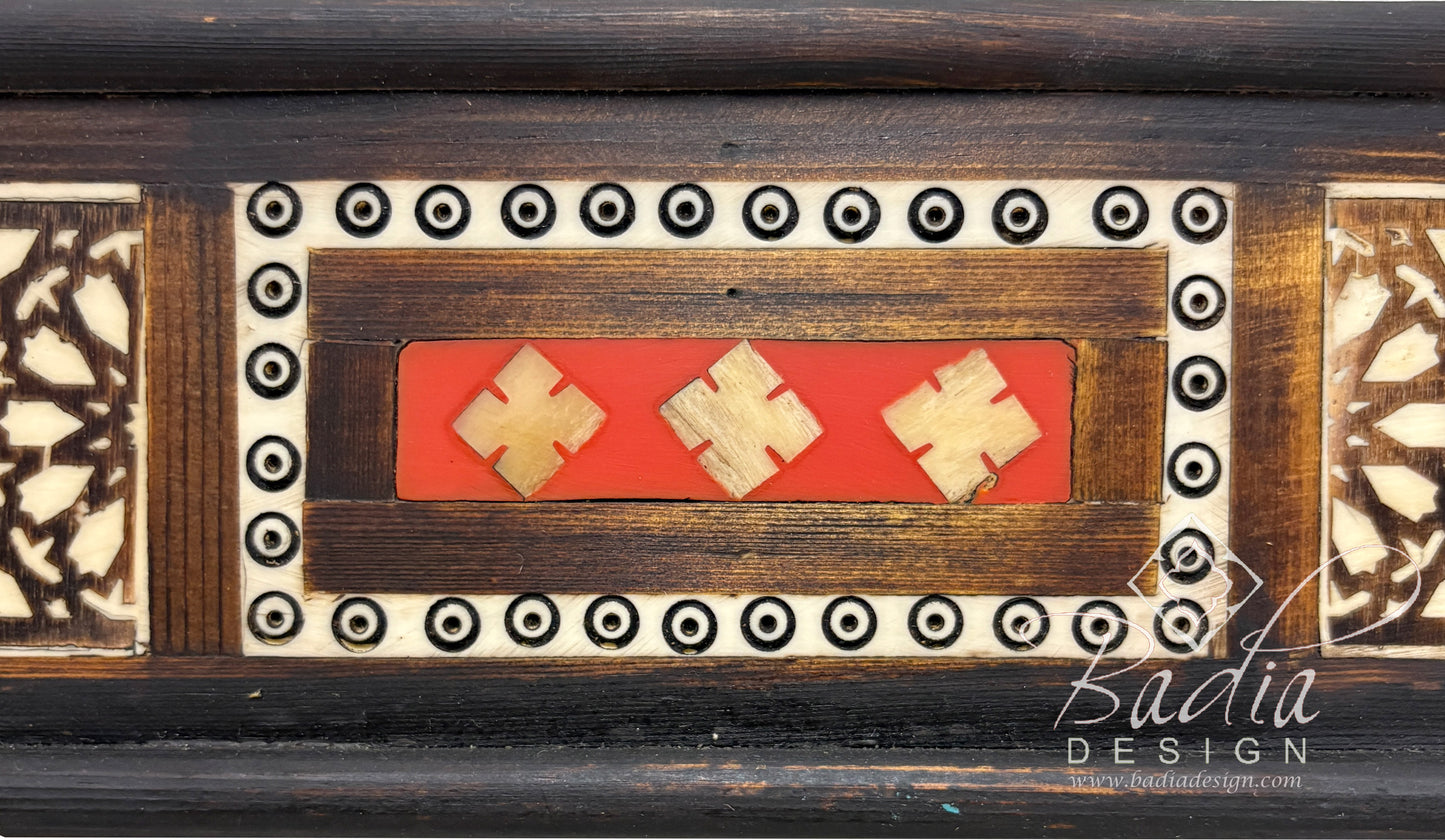 Rectangular Wooden Frame Bone Inlay Mirror