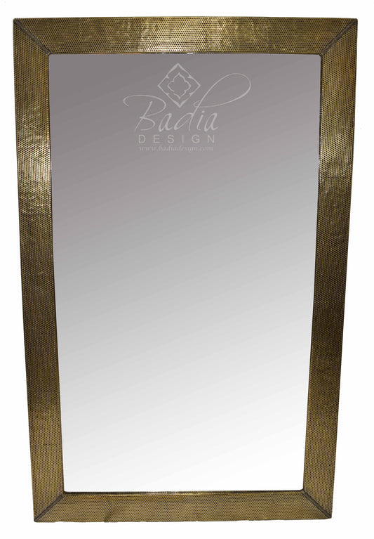 Rectangular Embossed Brass Mirror
