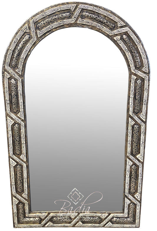 Rectangular Shaped Metal and White Bone Mirror
