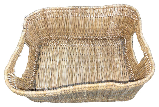 Rectangular Shaped Handwoven Straw Basket - HB029