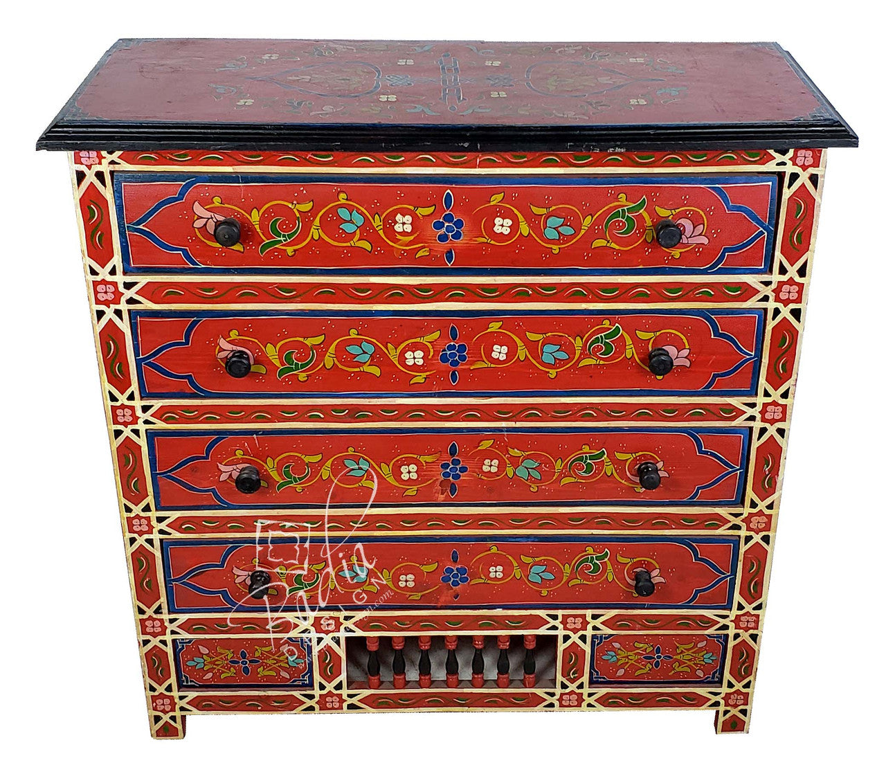 Vintage Hand Painted Wooden Dresser Cabinet