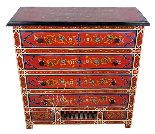 Vintage Hand Painted Wooden Dresser Cabinet