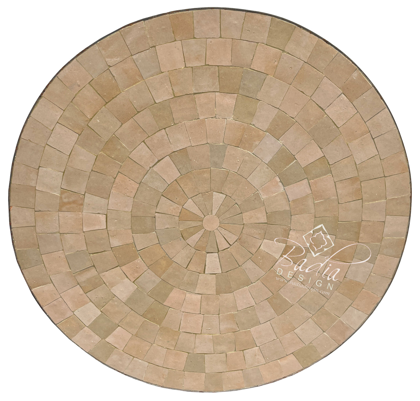 Round Beige Tile Table Top