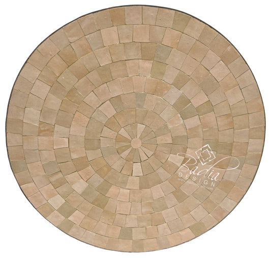 Round Beige Tile Table Top