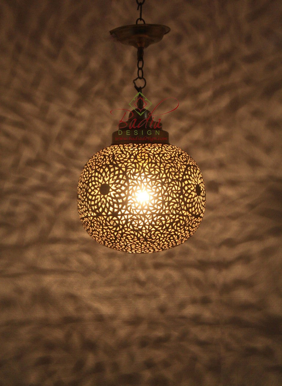 Round Moroccan Brass Pendant Light