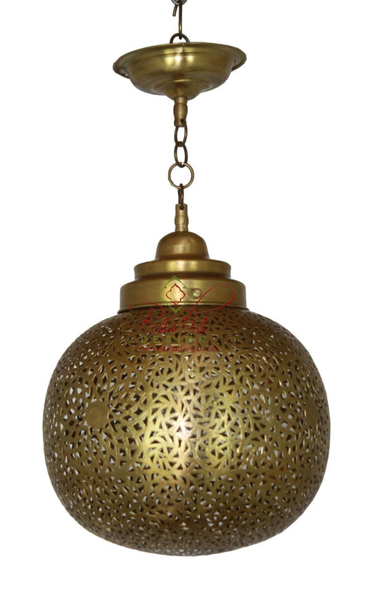 Round Moroccan Brass Pendant Light