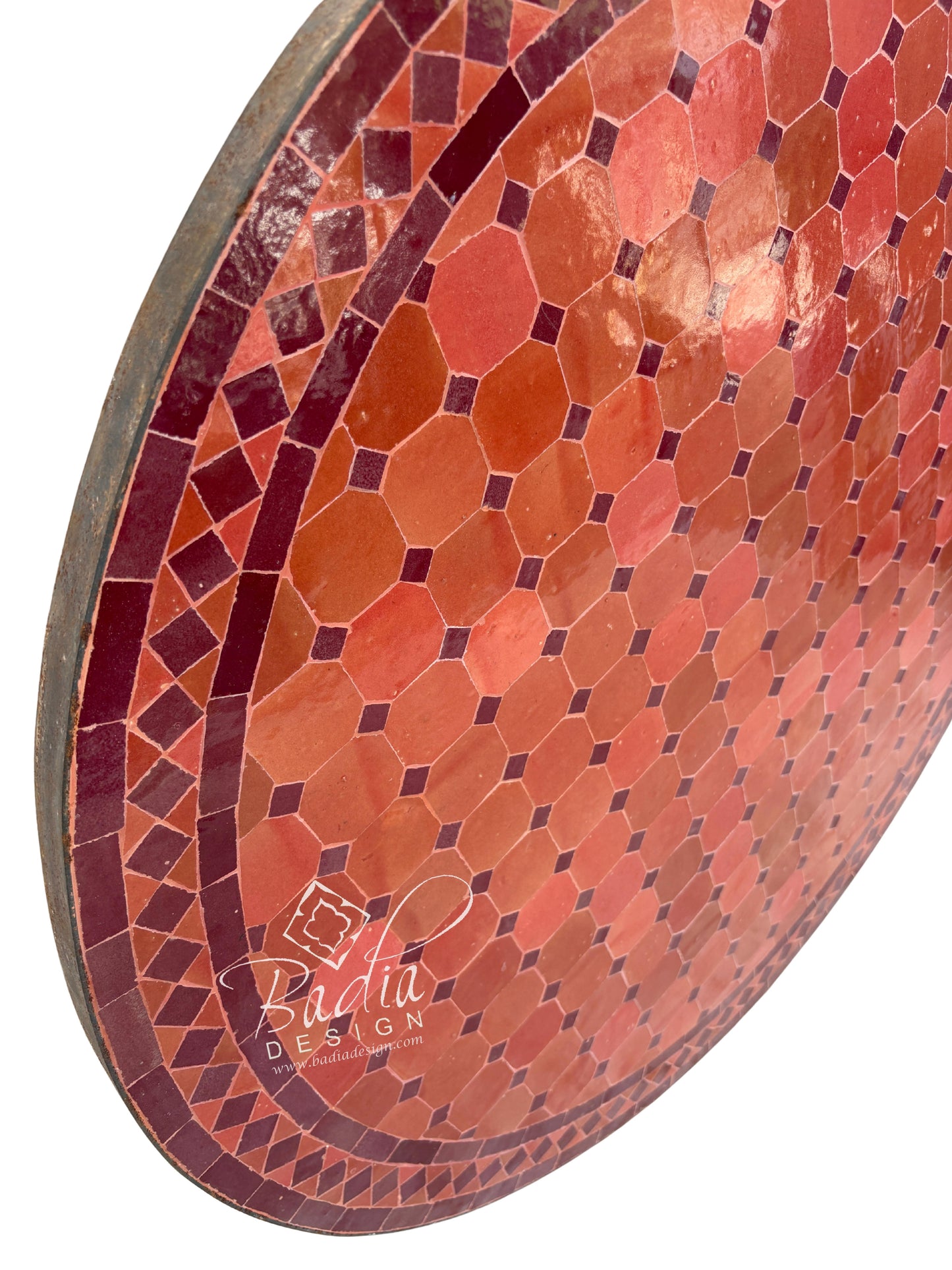 36 Inch Round Burnt Orange Tile Table Top