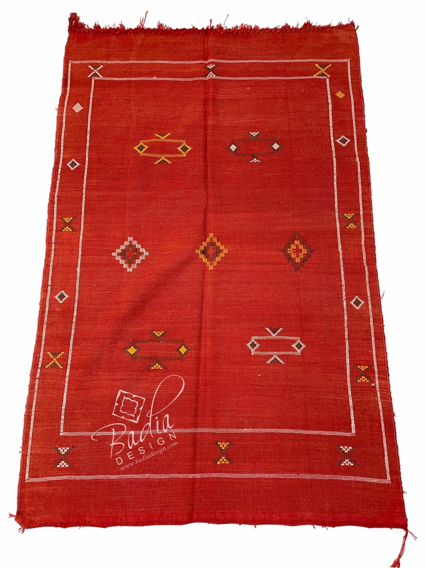 Red Multi-Color Tribal Rug with Geometric Designs