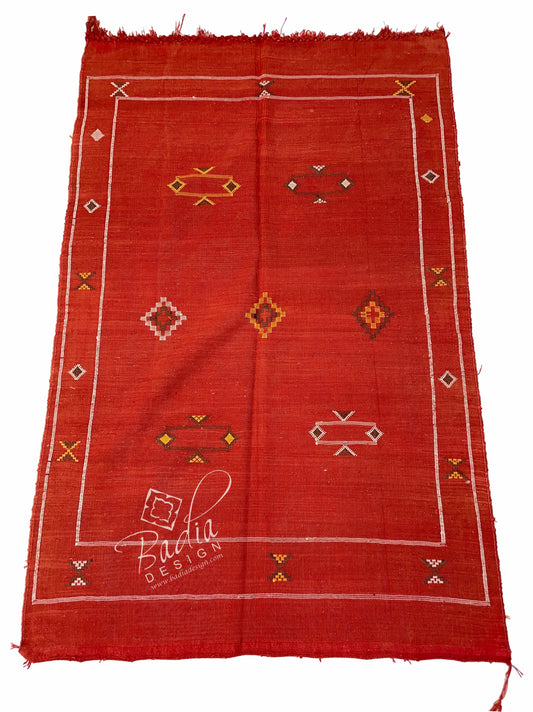 Red Multi-Color Tribal Rug with Geometric Designs