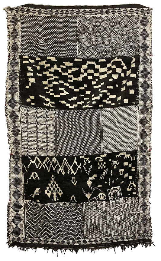 Black and Gray Rug with Geometric Designs