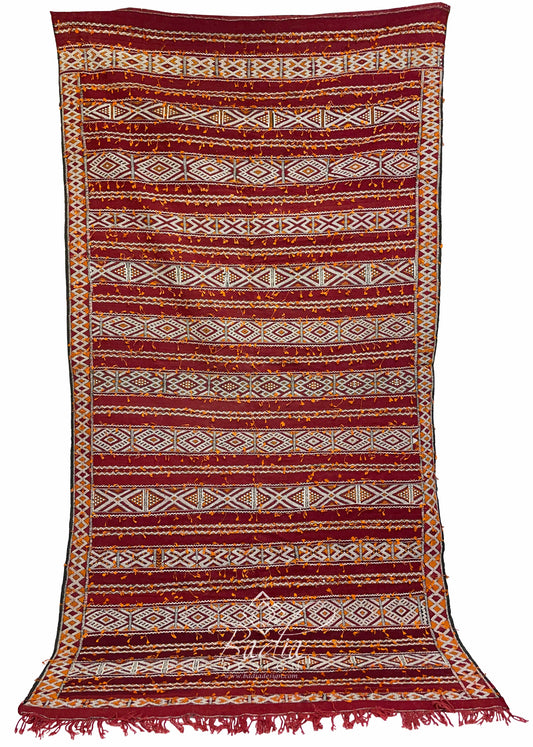 Red Multi-Color Kilim Rug with Tribal Designs
