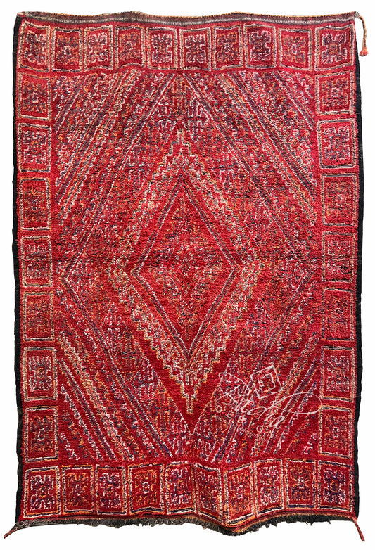 Small Red Multi-Color Moroccan Handmade Tribal Area Rug