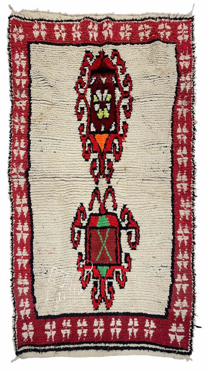Small Red Rug with Geometric Designs