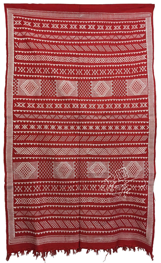 Red Tribal Rug with Geometric Designs
