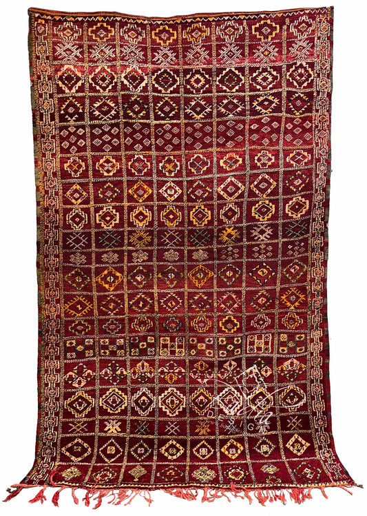 Red Multi-Color Moroccan Rug with Tribal Designs