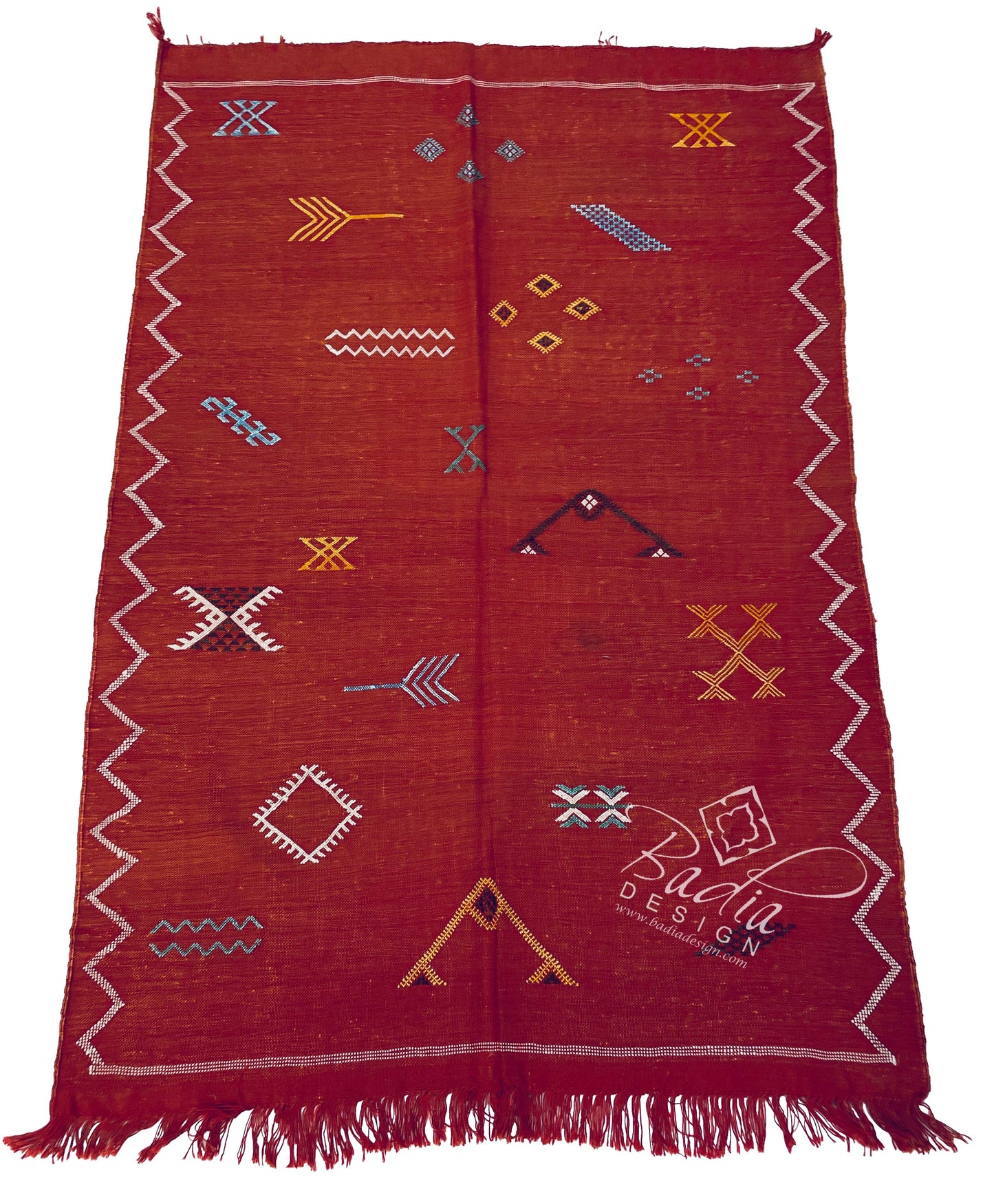 Red Tribal Rug with Geometric Designs
