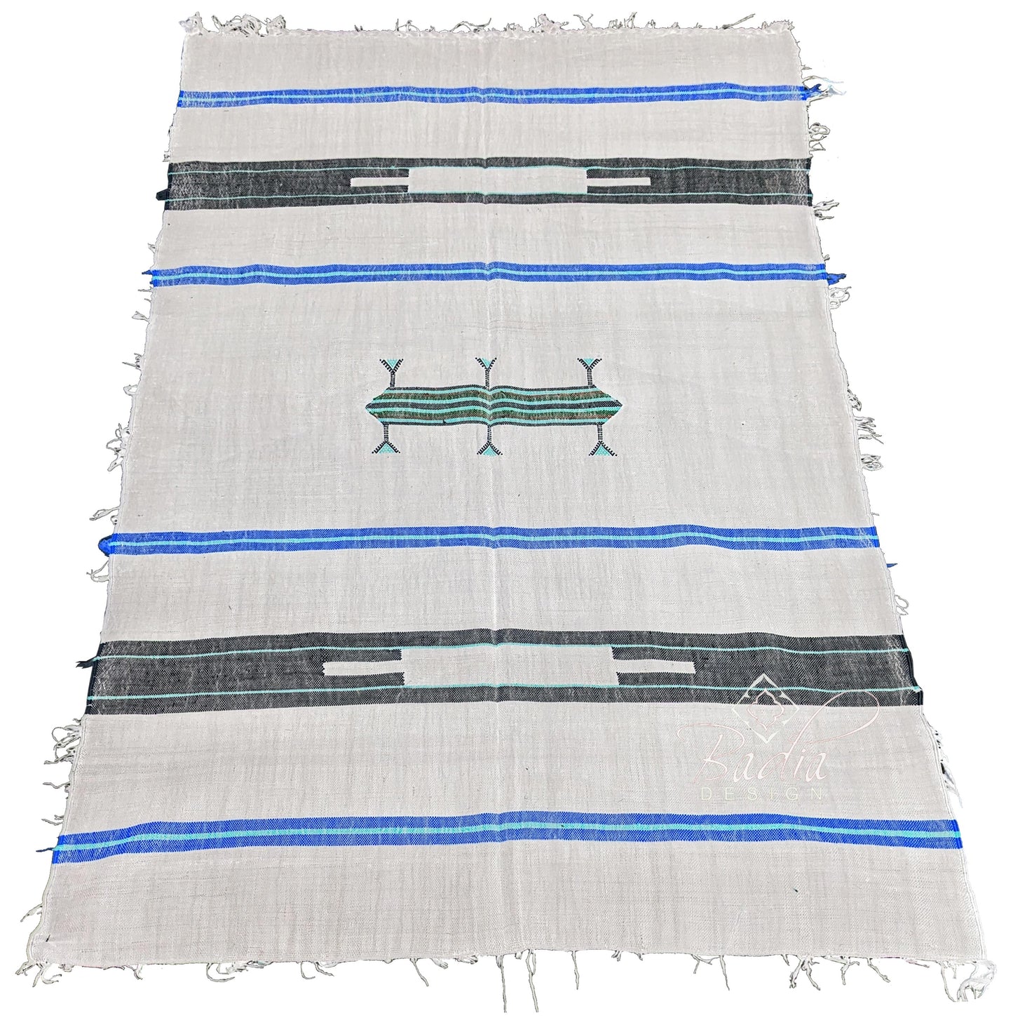 White Multi-Color Rug with Geometric Designs