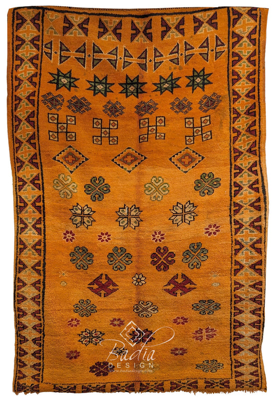 Orange Multi-Color Moroccan Handmade Tribal Area Rug