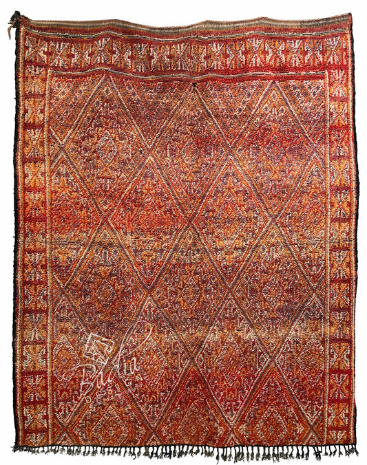 Red Multi-Color Moroccan Handmade Tribal Area Rug