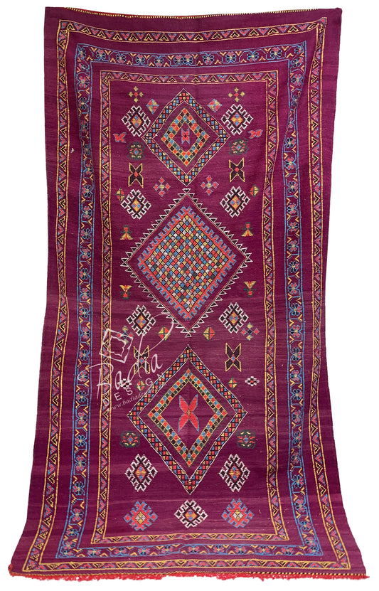 Purple Multi-Color Moroccan Rug with Tribal Designs