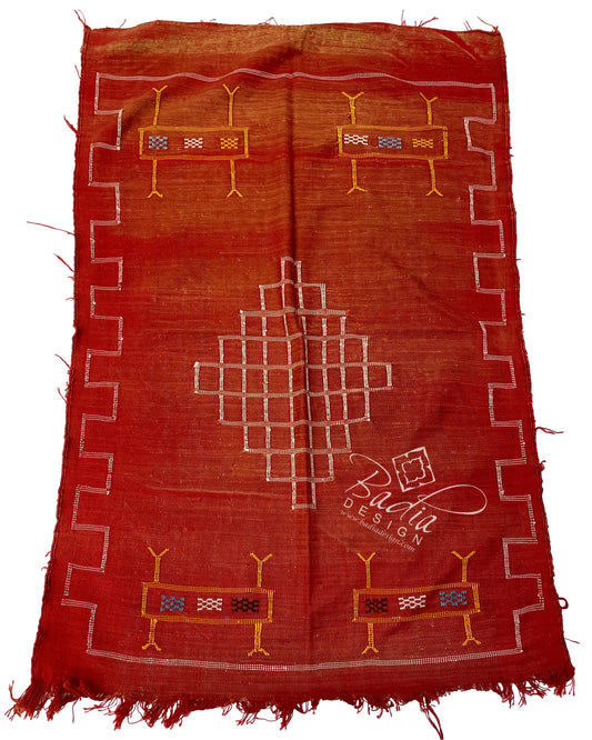 Red Tribal Rug with Geometric Designs