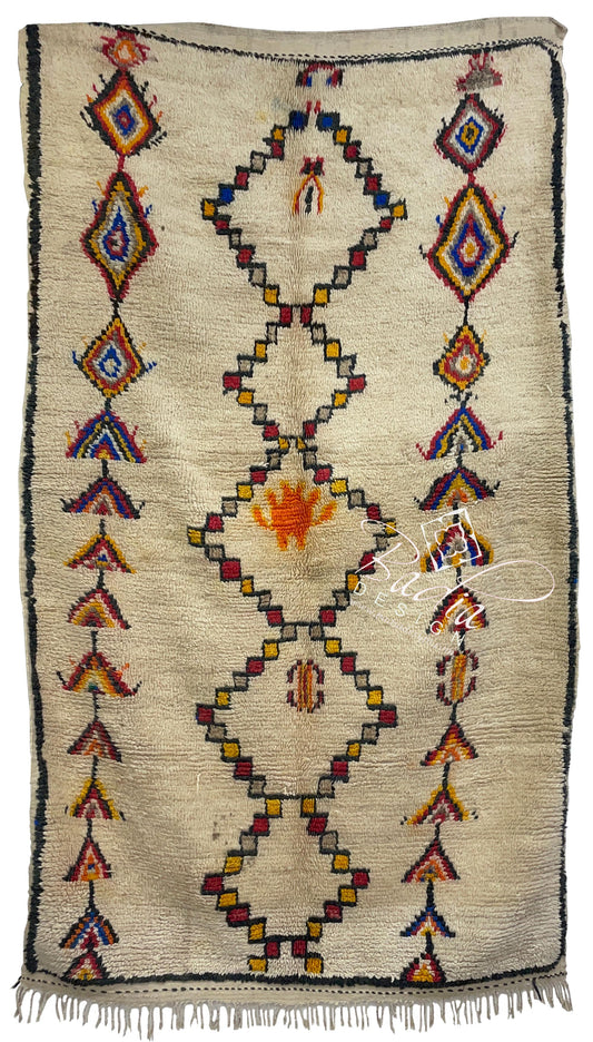 Long Multi-Color Tribal Rug with Geometric Designs