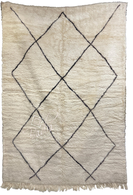 Small Cream Color Moroccan Rug with Tribal Designs