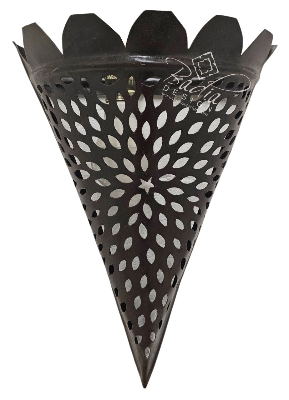 Hand Designed Rustic Iron Wall Sconce with Geometric Pattern