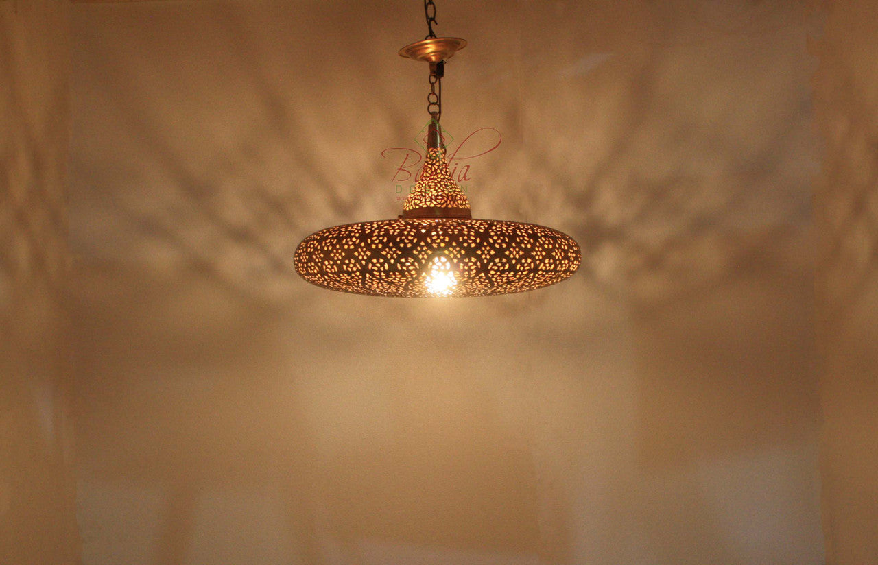 Saucer Shaped Brass Light Fixture