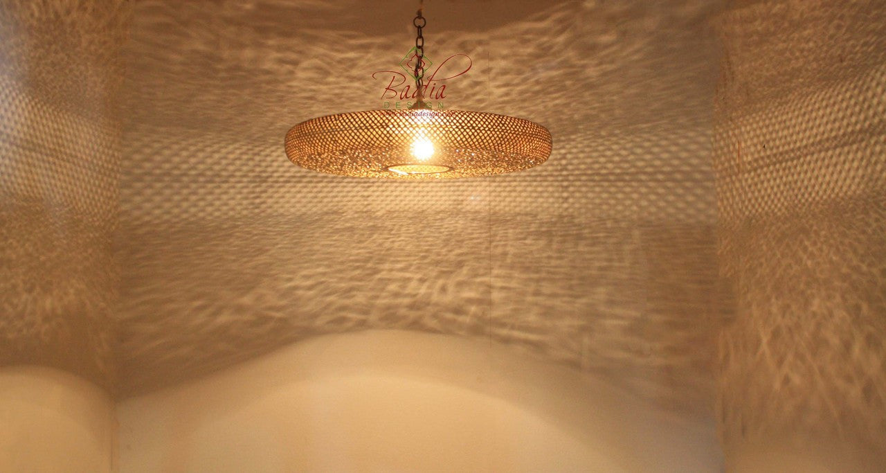 Saucer Shaped Brass Pendant Light
