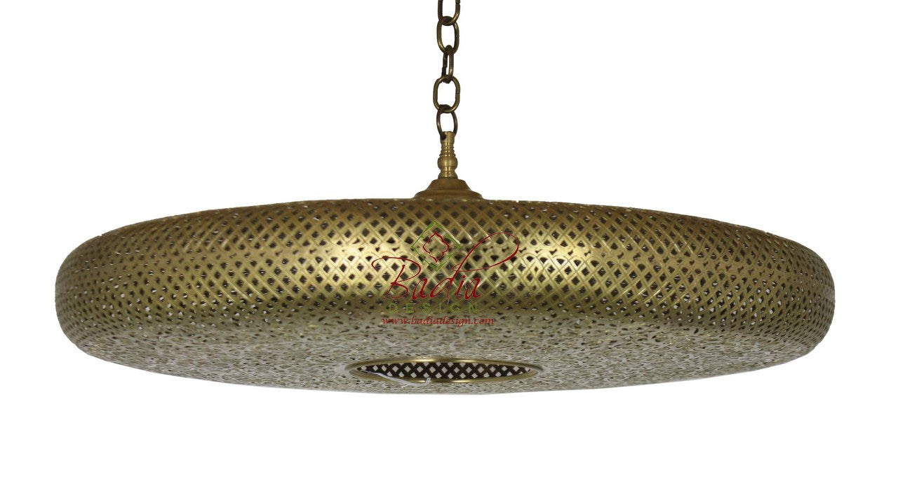 Saucer Shaped Brass Pendant Light