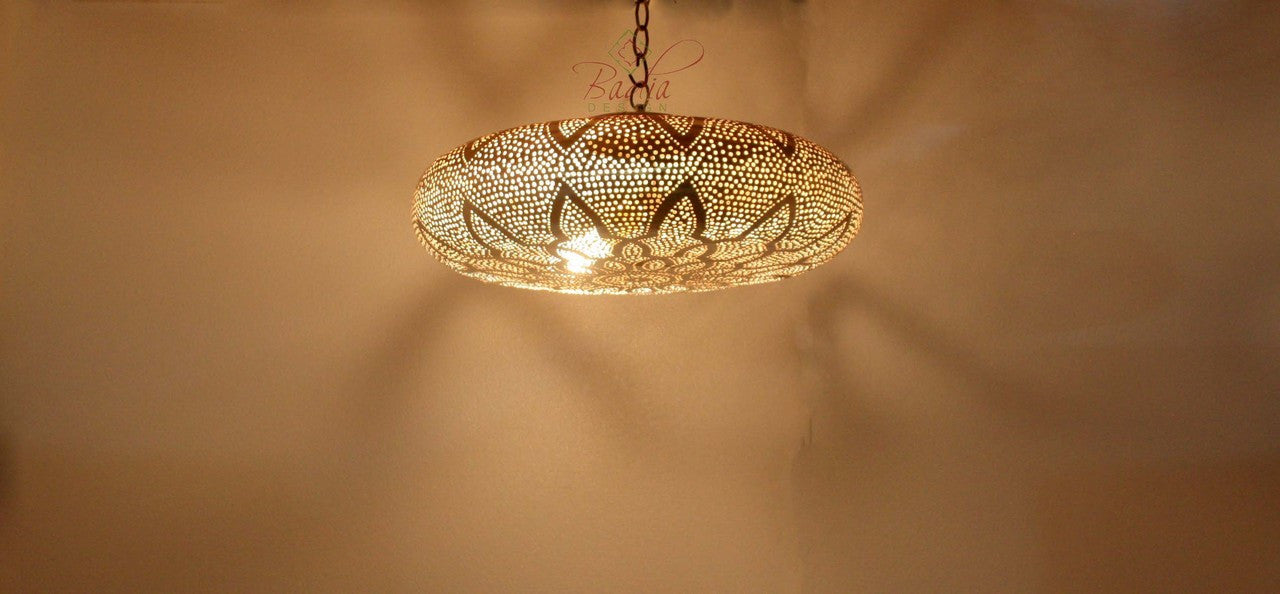 Saucer Shaped Silver Light Fixture