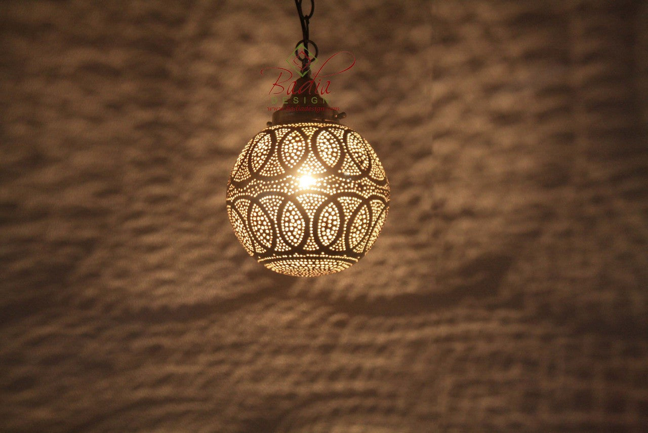 Round Intricately Designed Silver Lantern