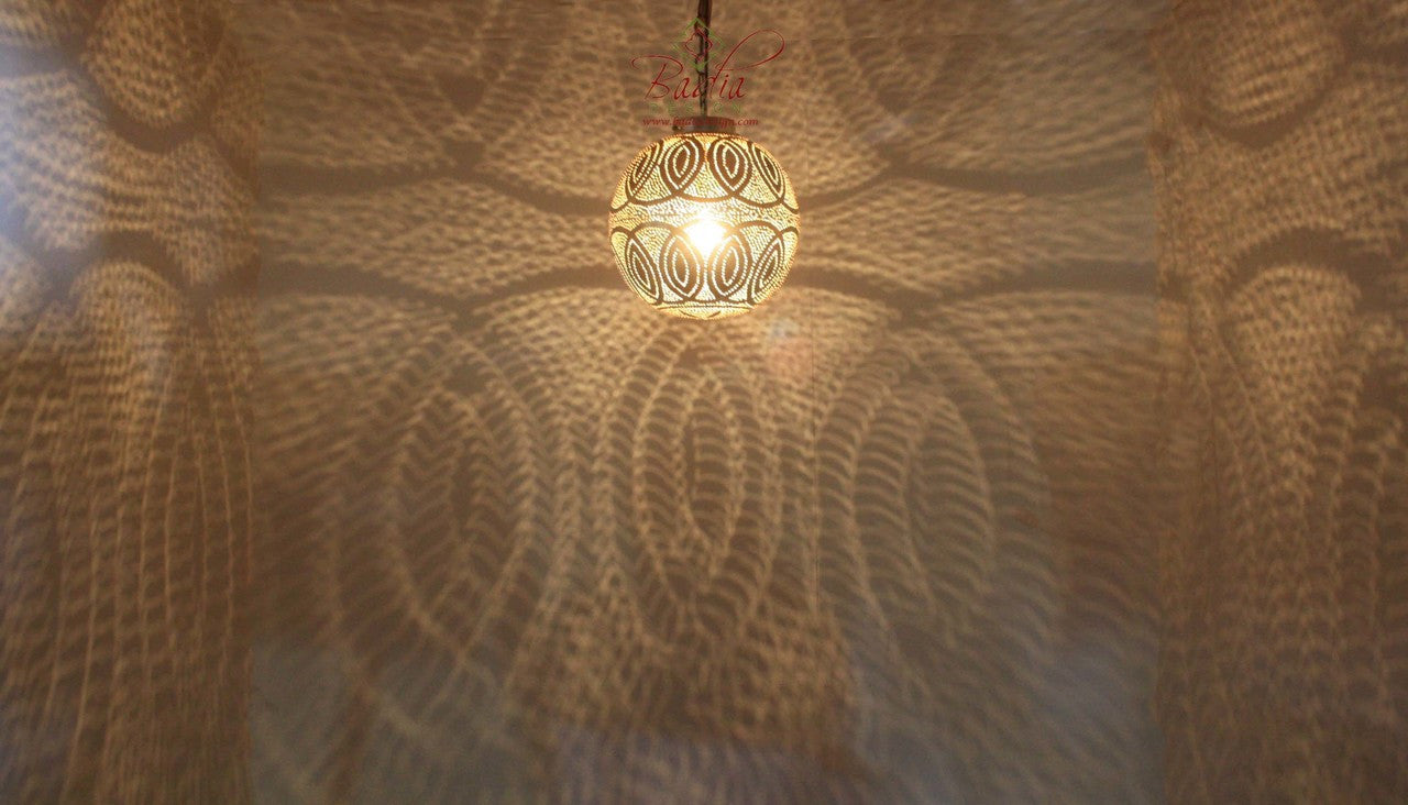 Round Intricately Designed Silver Lantern