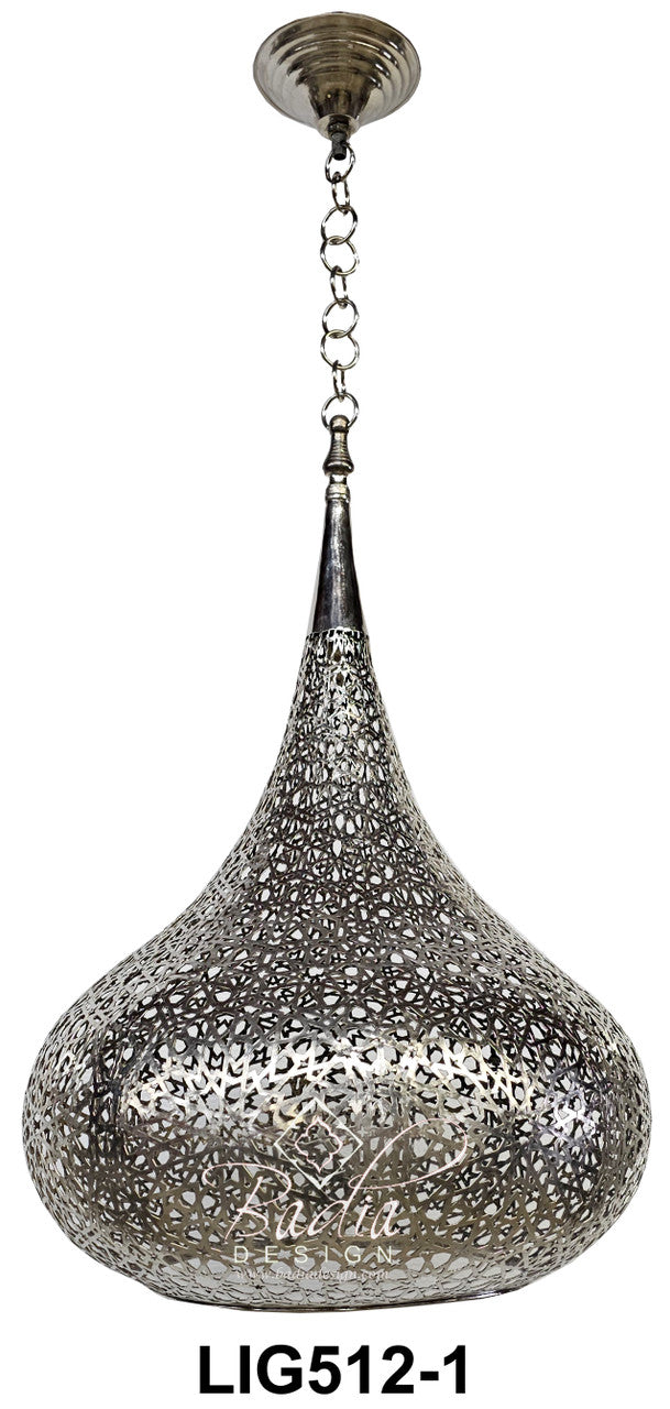 Hand Punched Teardrop Shaped Silver Lantern