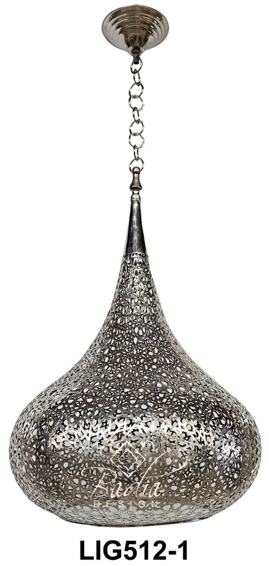Hand Punched Teardrop Shaped Silver Lantern