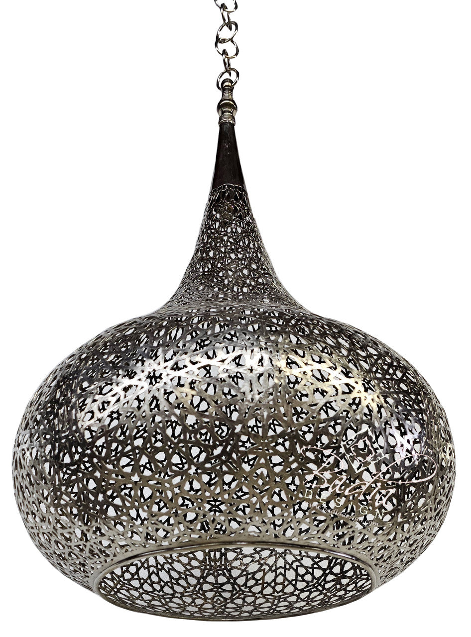 Hand Punched Teardrop Shaped Silver Lantern