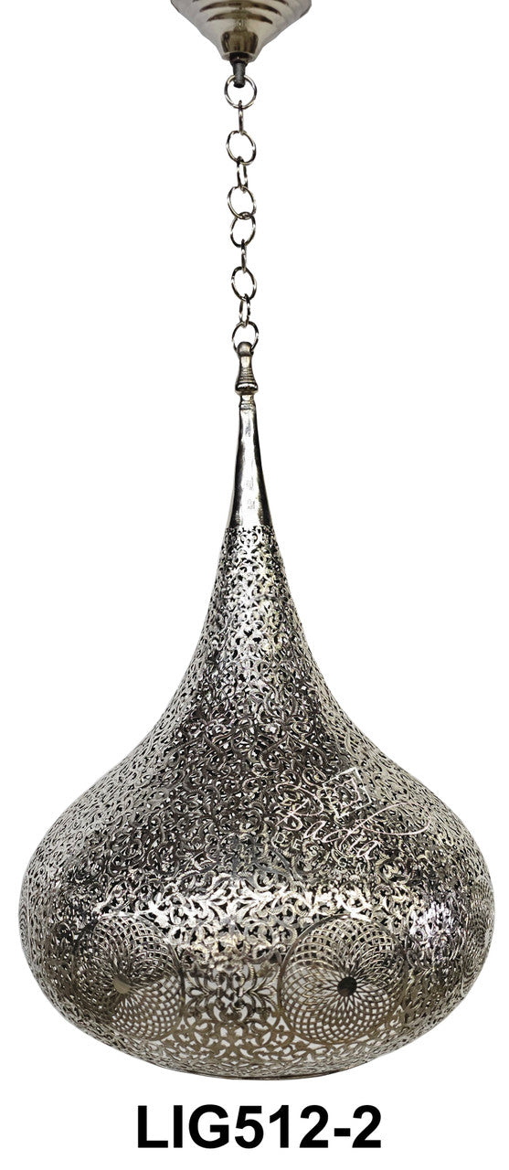 Hand Punched Teardrop Shaped Silver Lantern