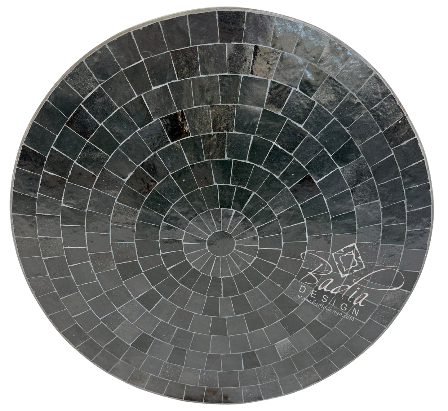 24 Inch Round Solid Black Tile Table Top