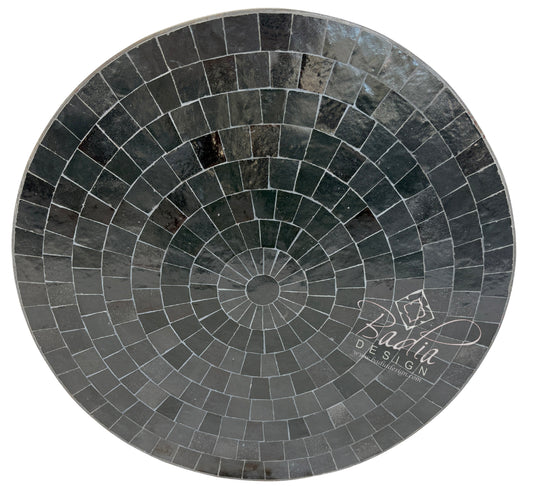 24 Inch Round Solid Black Tile Table Top
