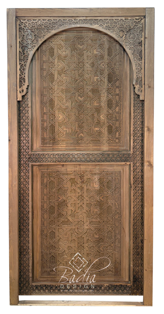 Stained Hand Carved Wooden Door