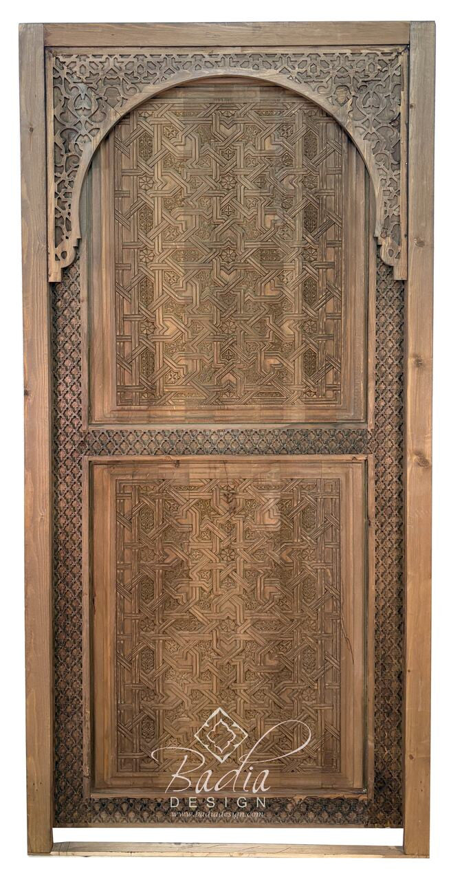 Stained Hand Carved Wooden Door