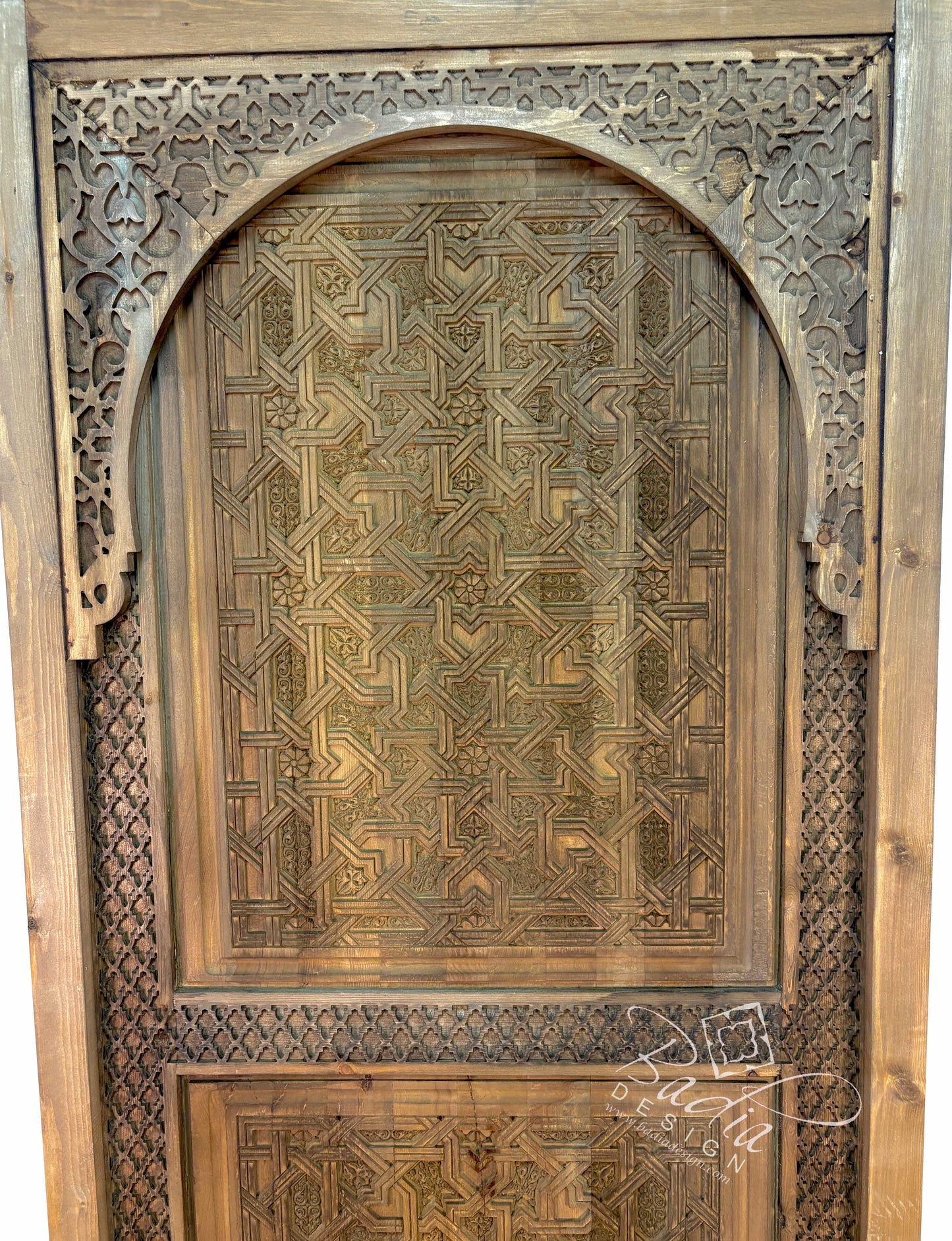 Stained Hand Carved Wooden Door